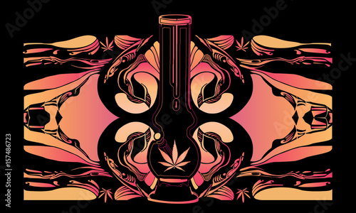 Cool and creative psychedelic cannabis bong poster for stoners