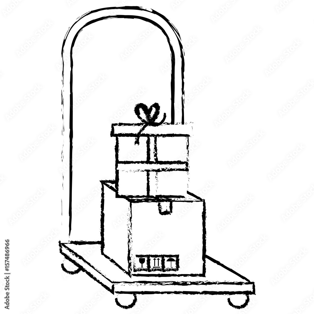 handle cart delivery service vector illustration design