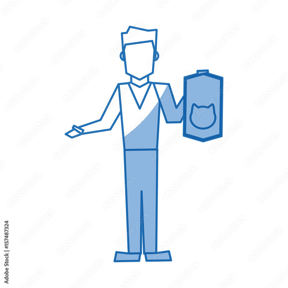 veterinarian with cat bag food domestic vector illustration veterinarian with cat bag food domestic vector illustration