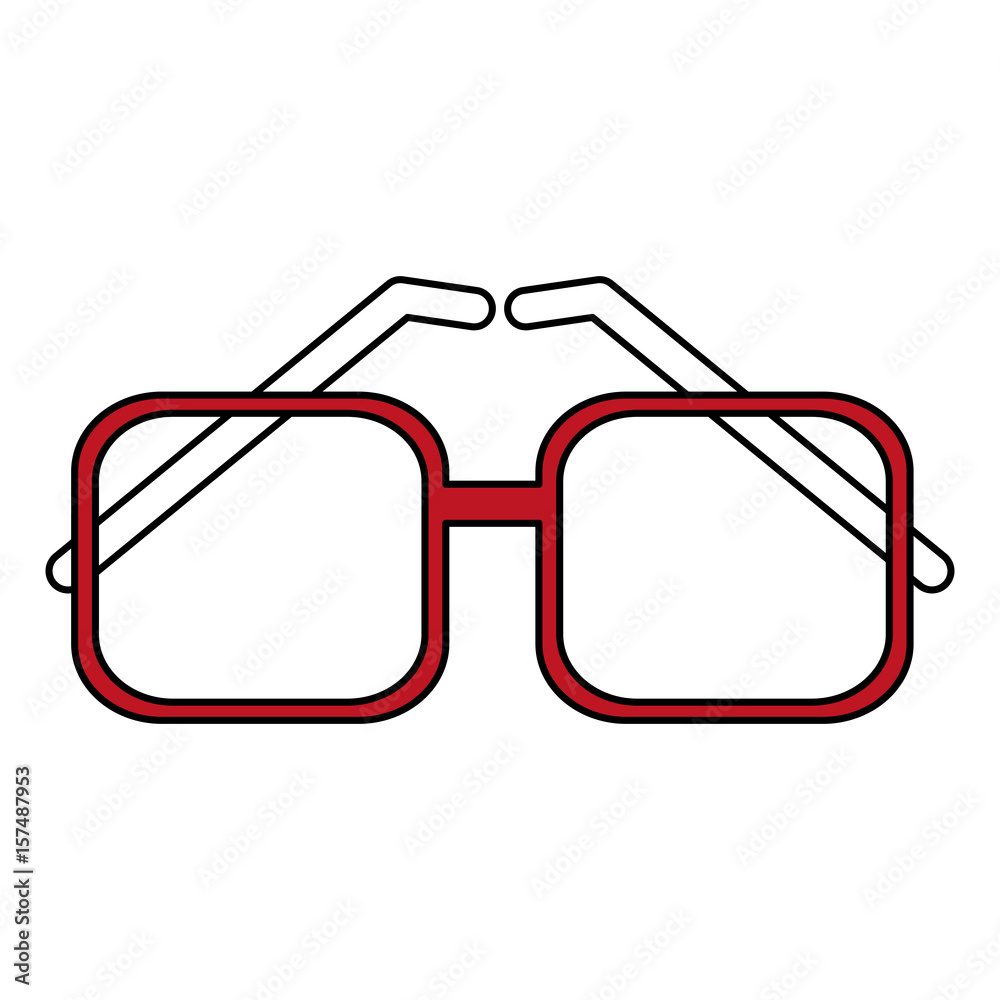 Flat line red glasses over white background. Vector illustration. Flat line red glasses over white background. Vector illustration.