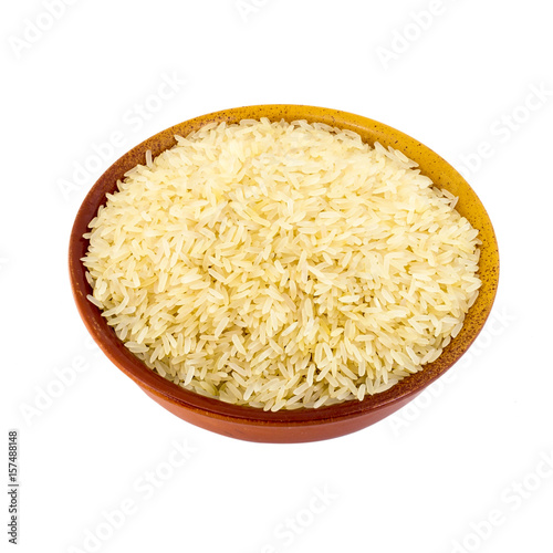 Steamed Rice in a bowl on a white background