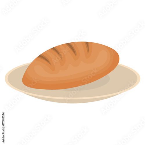 dish with delicious bread isolated icon vector illustration design