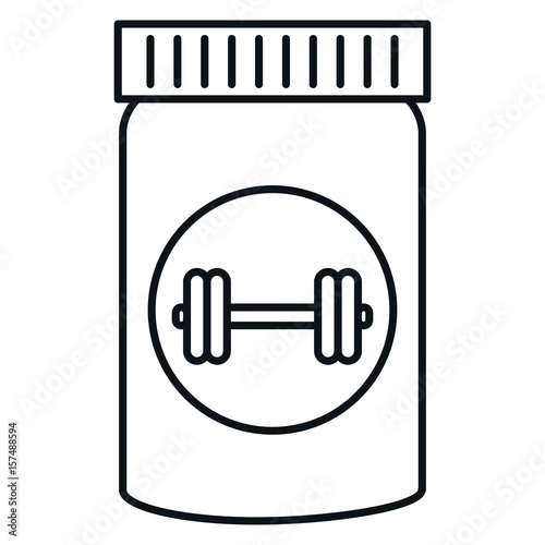 proteins bottle with dumbell vector illustration design