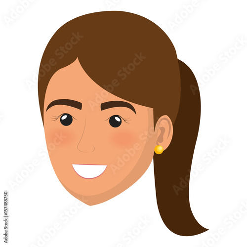 beautiful and young woman head character vector illustration design