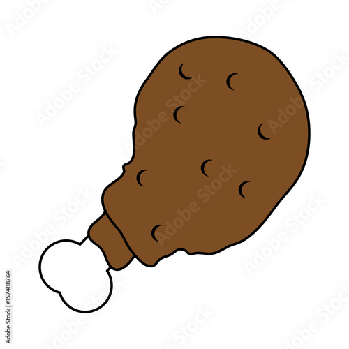 Chicken thigh over white background. Vector illustration.