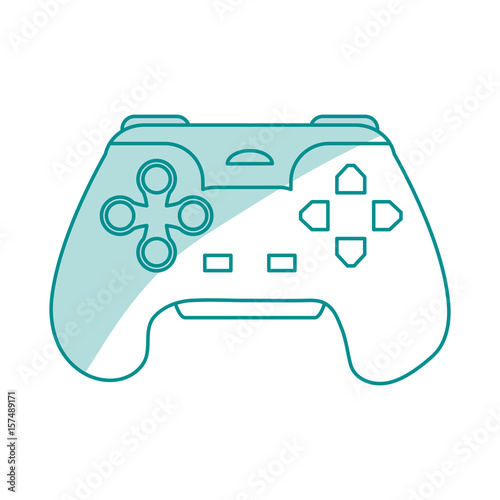 Flat line monocromatic game controller over white background. Vector illustration.