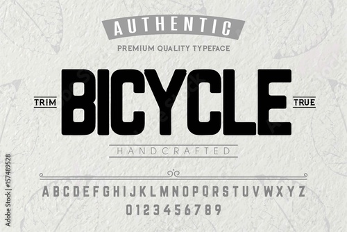Font.Alphabet.Script.Typeface.Label. Bicycle typeface.For labels and different type designs