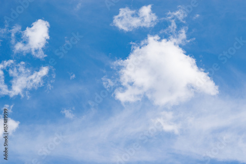 Abstract background blue bright sky with beautiful white clouds in spring