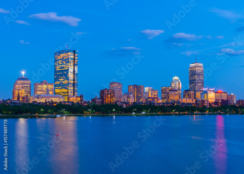 Obraz na płótnie Boston skyline at the evening. Skyscrapers and office buildings in Back Bay. Massachusetts, USA w salonie