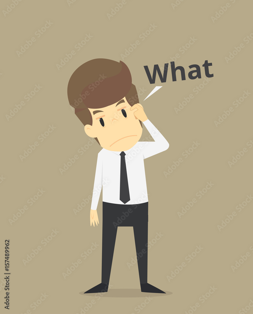 businessman confused with the question, the problem exists businessman confused with the question, the problem exists