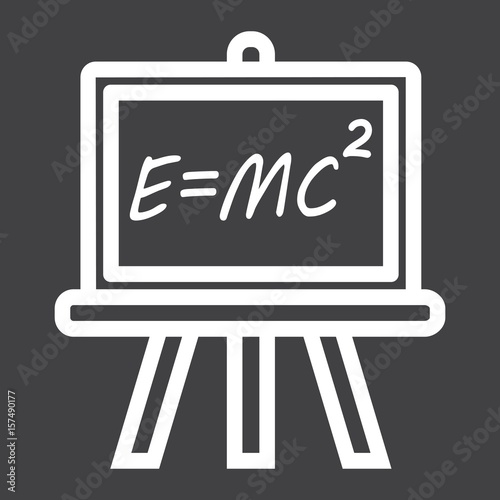 Blackboard line icon, chalkboard and school, vector graphics, a linear pattern on a black background, eps 10.