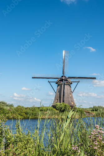 Beautiful dutch windmill landscape at Kinderdijk in the Netherlands