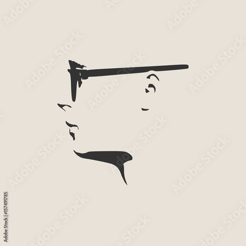 Man avatar profile view. Isolated male face silhouette or icon . Vector illustration. Portrait with sunglasses