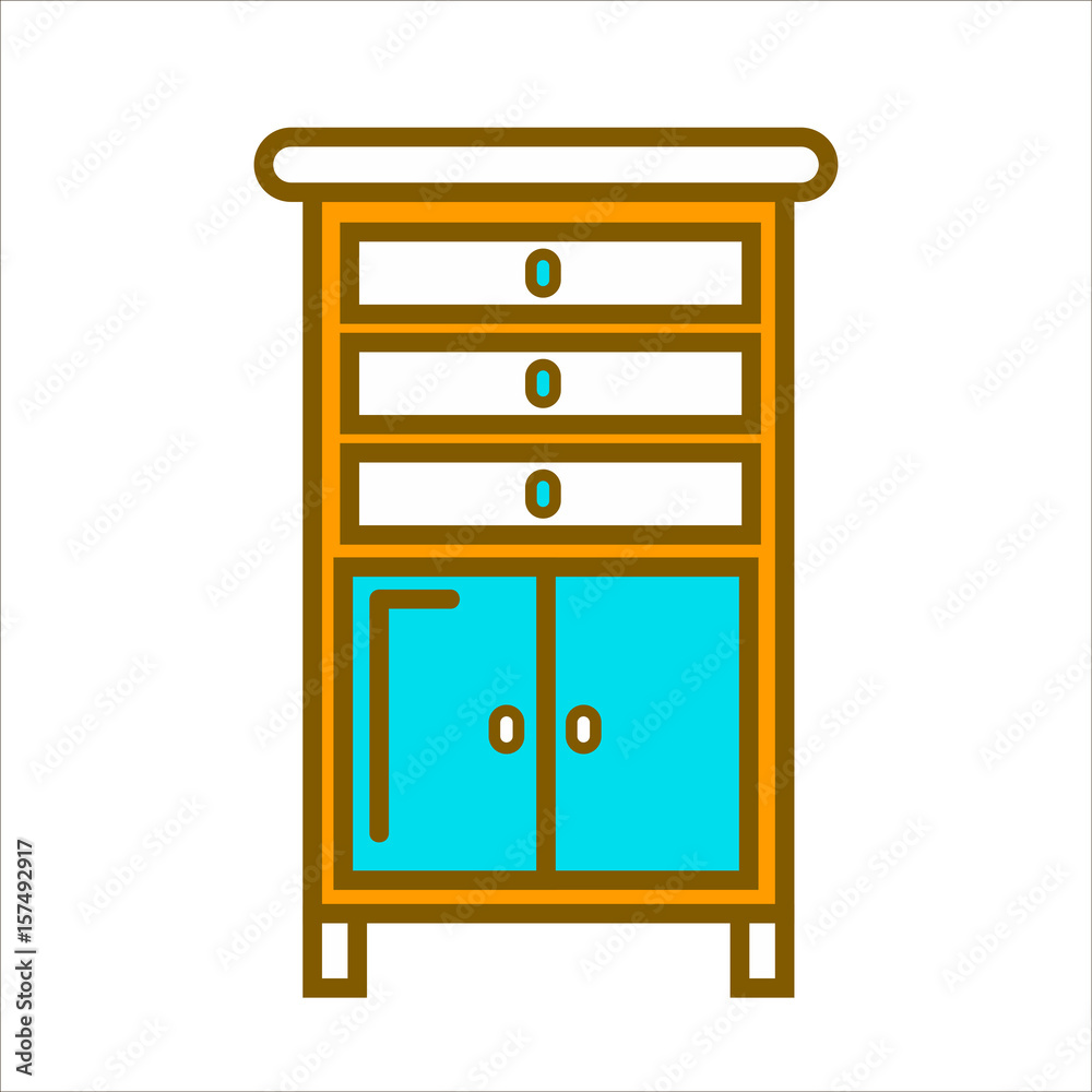 Tall commode with chest of drawers and small cabinets Tall commode with chest of drawers and small cabinets