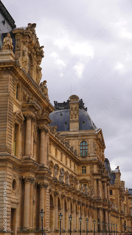Photo of Louvre Palace on a cloudy morning, Paris, France