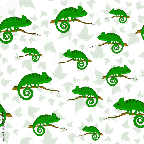 Seamless pattern with chameleons © cat_woman