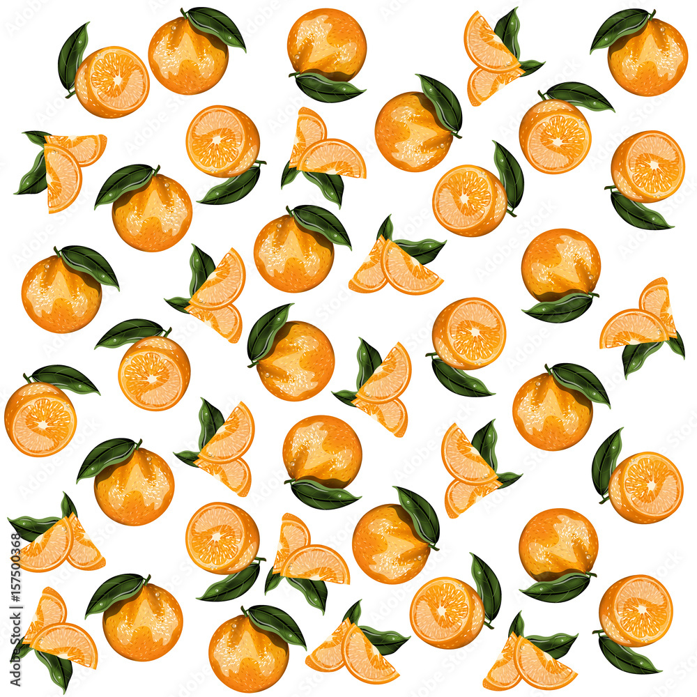 Seamless pattern with oranges and leaves. Seamless pattern with oranges and leaves.