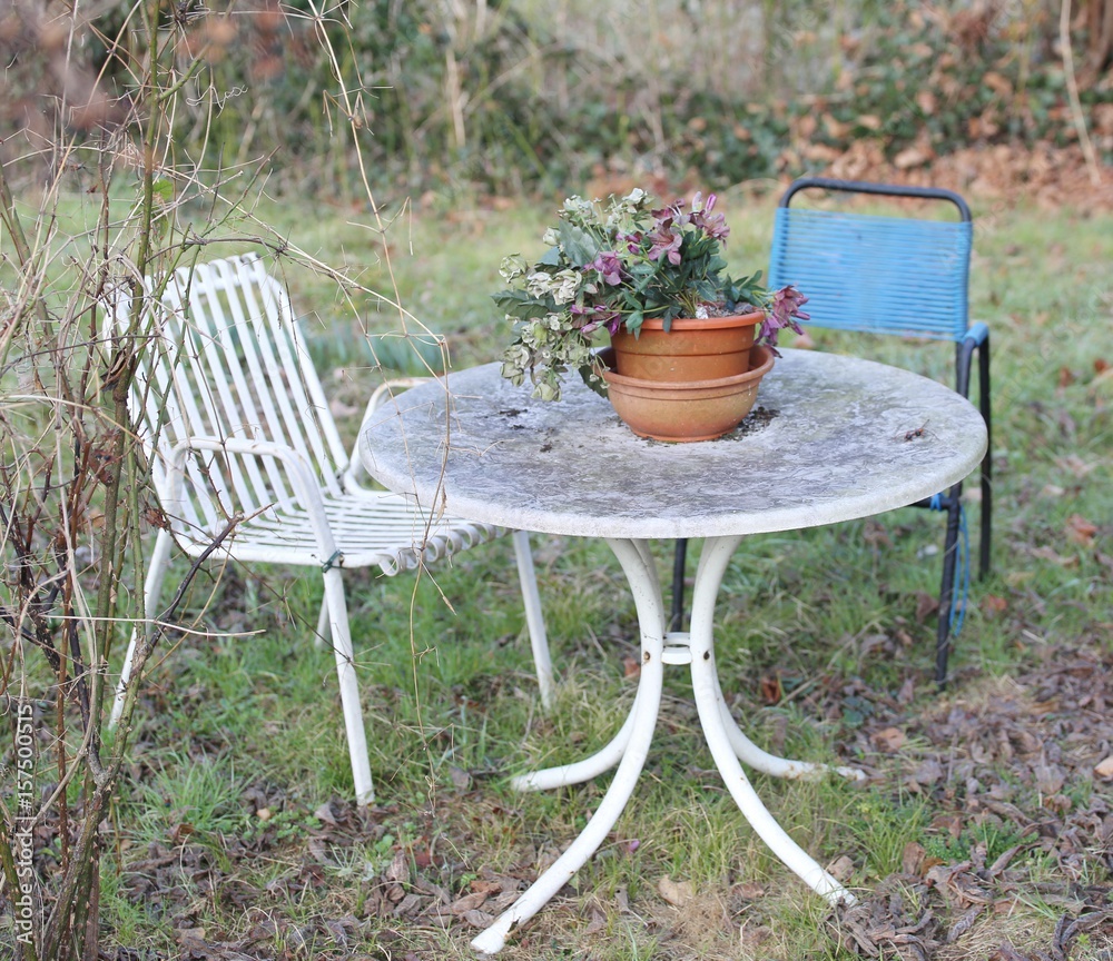 Fototapeta premium old garden with chairs