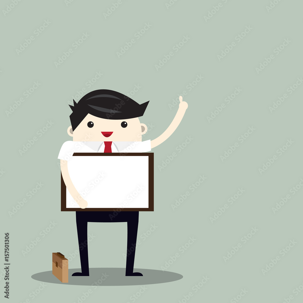 Businessman hold the blank board, the success concept. vector