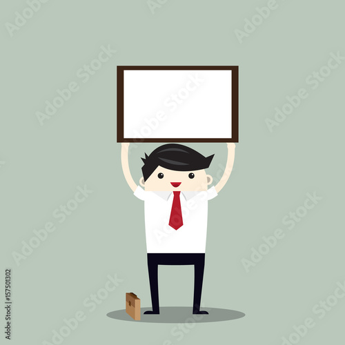 Businessman hold the blank board, the success concept. vector