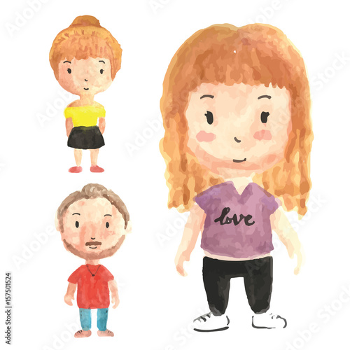 Set Of Cute Isolated Watercolor People Illustration, Suitable For Books Graphic, Shirt, Name Card, Avatar,
Logo, Web, Birthday, Print Graphic and Other Children Related Occasion