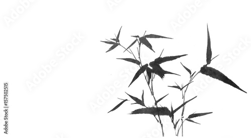 Black and white bamboo in Chinese art style. 
