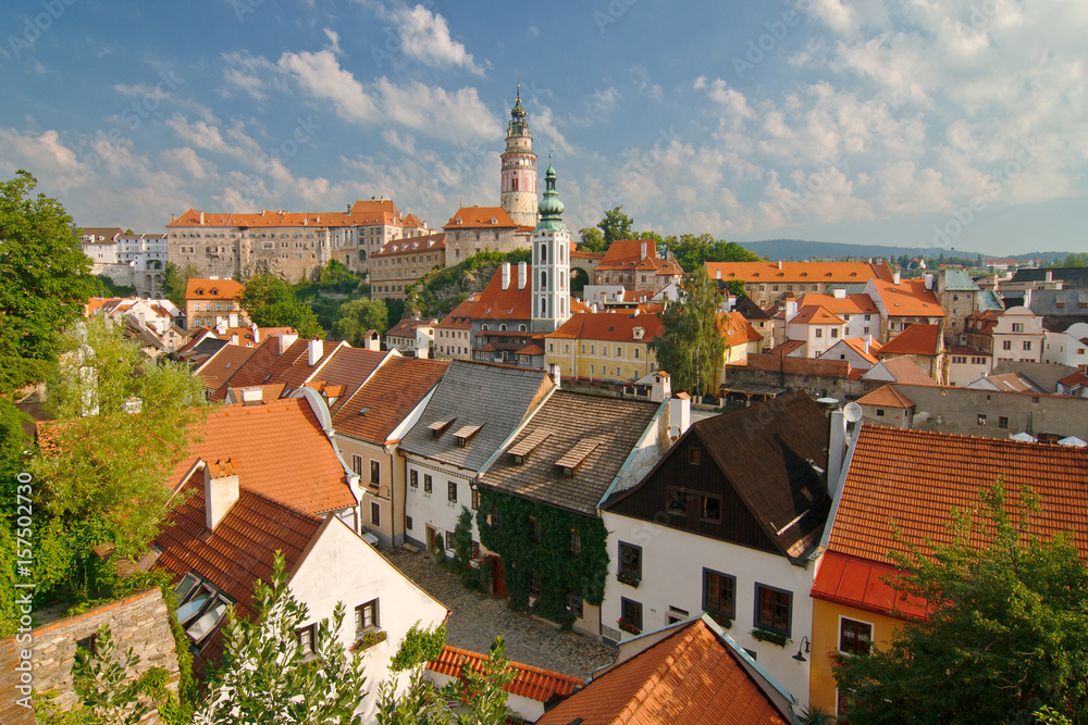 View of medieval city Cesky Krumlov with the castle, Czech republic, Europe