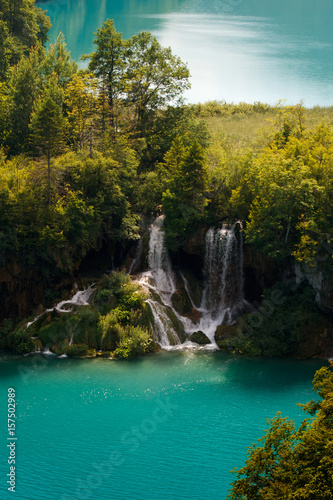 Fototapeta Naklejka Na Ścianę i Meble -  Waterfall in National Park Plitvice, Croatia, Europe