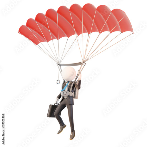 skydiving businessman, 3d rendering