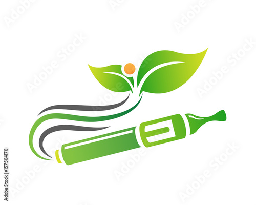 Modern E-Cigarette Vaping Logo Illustration - Organic Vaping