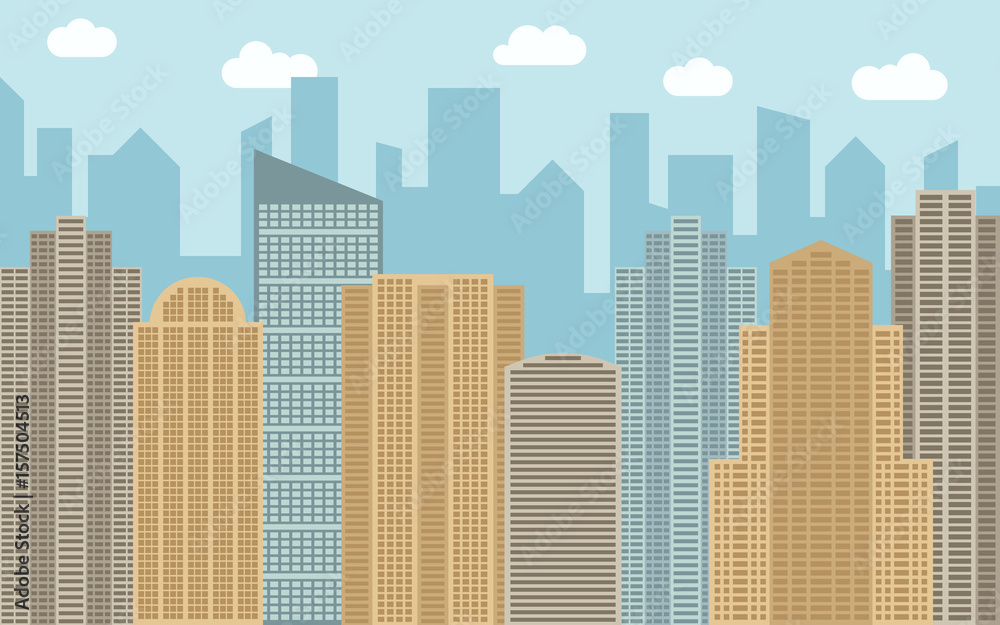 Vector urban landscape illustration. Street view with cityscape, skyscrapers and modern buildings at sunny day. City space in flat style background concept.
Vector urban landscape illustration. Street view with cityscape, skyscrapers and modern buildings at sunny day. City space in flat style background concept.