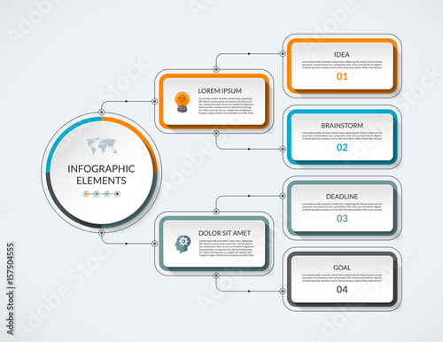 Infographic flow chart with 4 options. Modern minimalistic vector template that can be used as diagram, graph, table, workflow layout for web, report, business presentation