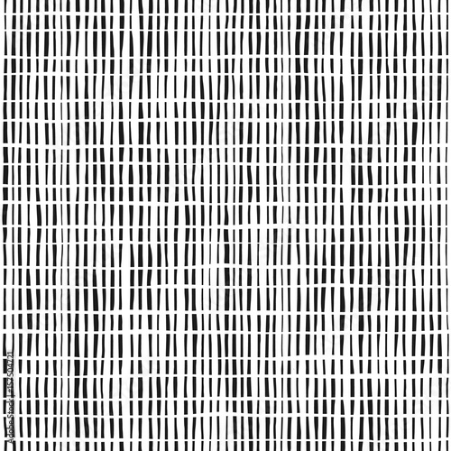 Dashed line abstract seamless pattern. Repeated rectangles texture. Black and white irregular background. Hand drawn vector illustration