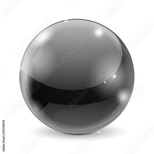 Black glass ball. Shiny sphere
