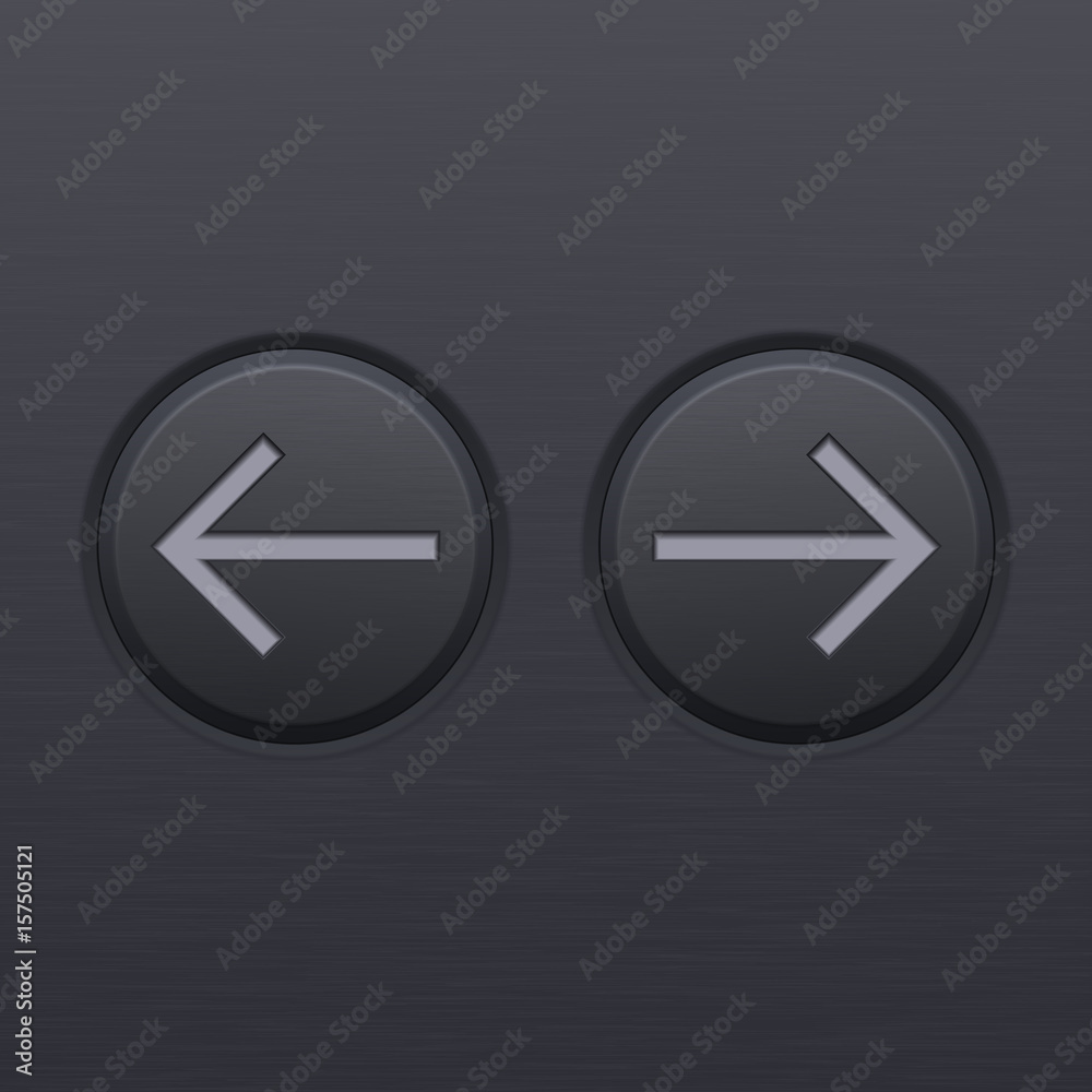 Black round buttons with RIGHT and LEFT arrow keys Black round buttons with RIGHT and LEFT arrow keys