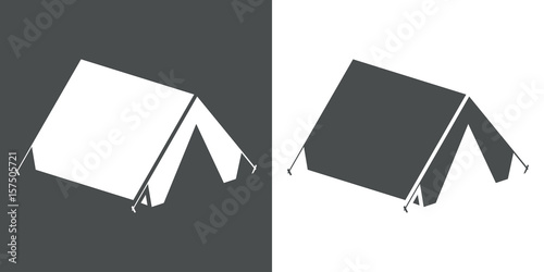 Icono plano tienda de camping perspectiva gris y blanco