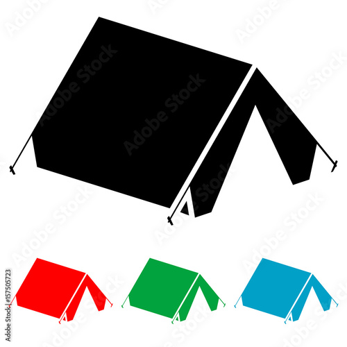Icono plano tienda de camping perspectiva varios colores