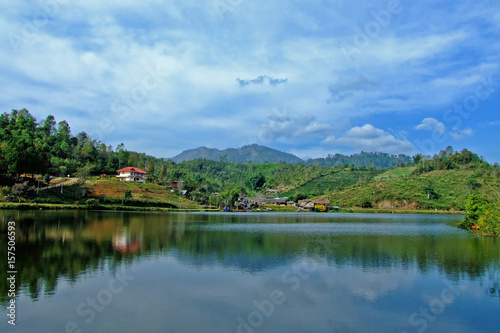 Beautiful lake, peaceful lake, Reflection lake with blue sky