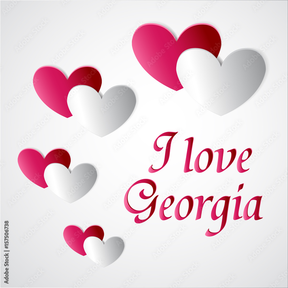 Heart and text I love Georgia on white background.