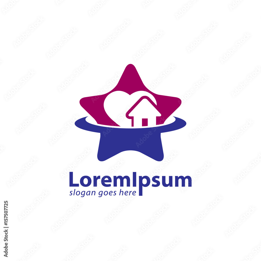 Fototapeta premium Home care with star shape design logo