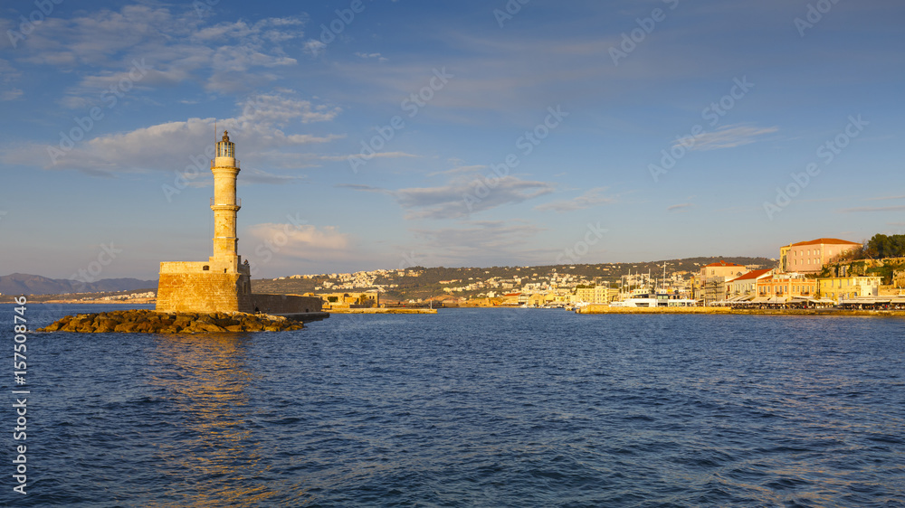 Fototapeta premium Old Venetian harbor of Chania town on Crete island, Greece. 
