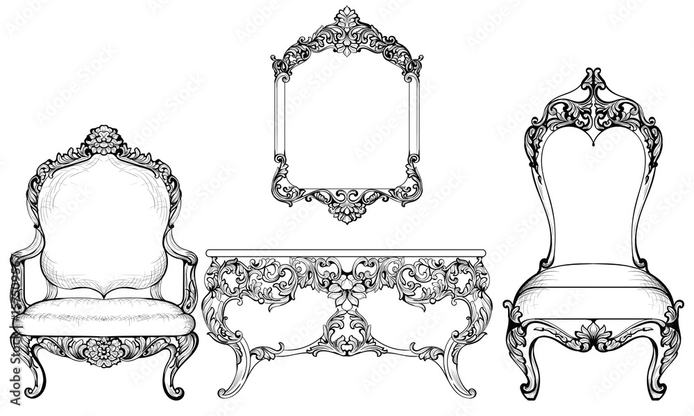 Imperial Baroque armchair and dressing table furniture collection ...