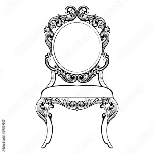Imperial Baroque round chair in luxurious ornaments. Vector French Luxury ric...