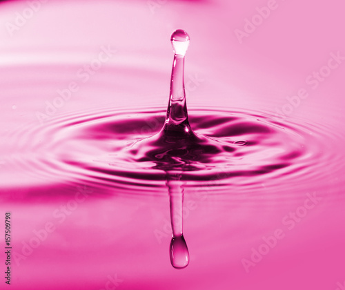 Splashes of water. Water drops. Photo of drop of a drop in water.