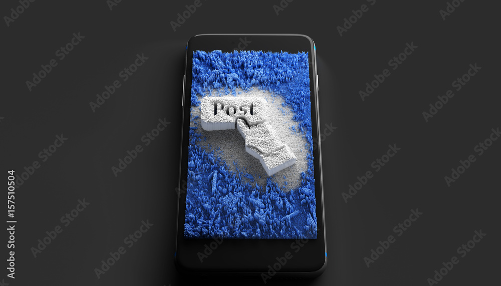 Fototapeta premium Mobile messages, sending of electronic messages. 3D rendering