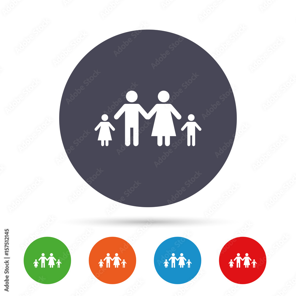 Complete family with two children sign icon. Complete family with two children sign icon.