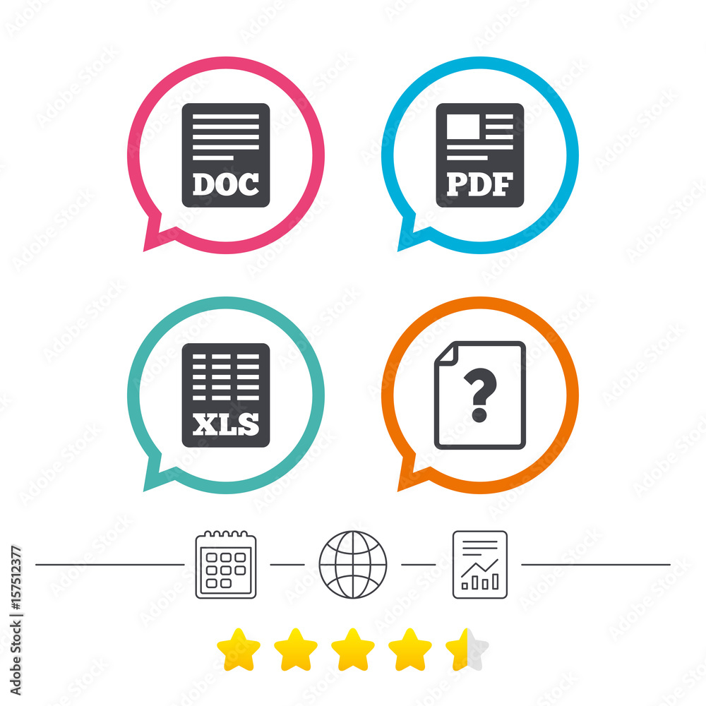 Document icons. XLS, PDF file signs. Document icons. XLS, PDF file signs.