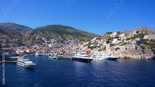 Photo of picturesque island of Hydra on a spring morning, Saronic Gulf, Greece © aerial-drone