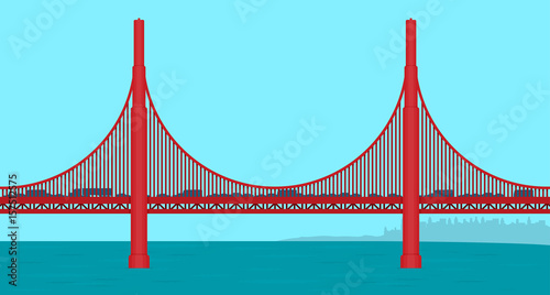 Golden Gate Bridge illustration flat vector.
