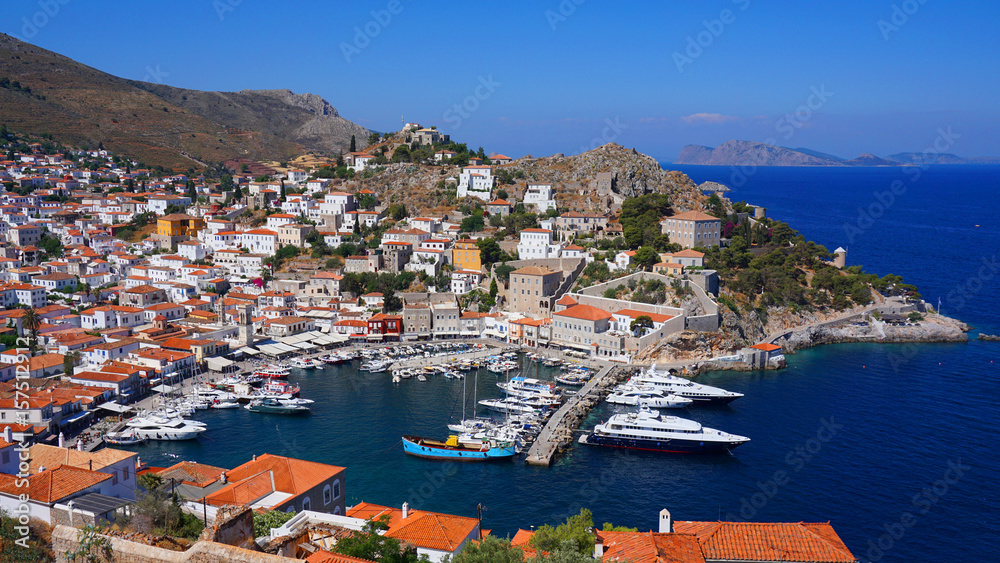 Photo of picturesque island of Hydra on a spring morning, Saronic Gulf, Greece